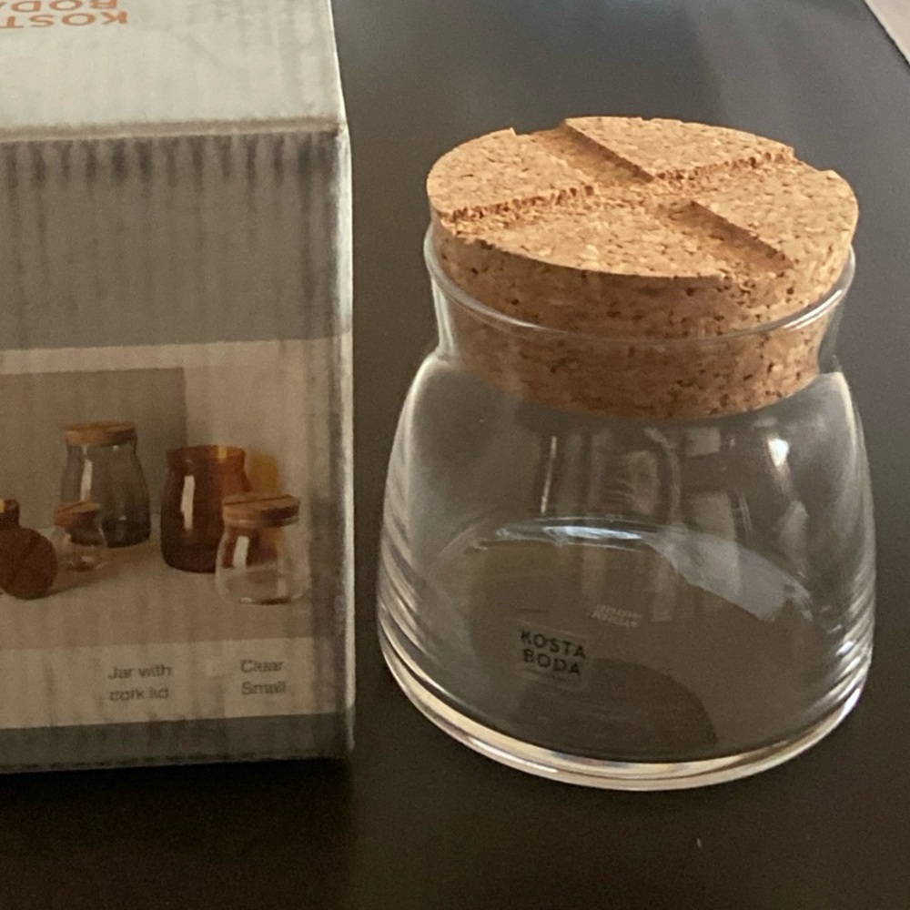 Kosta Boda Bruk Small Jar With Cork Lid- Clear 8 fl oz